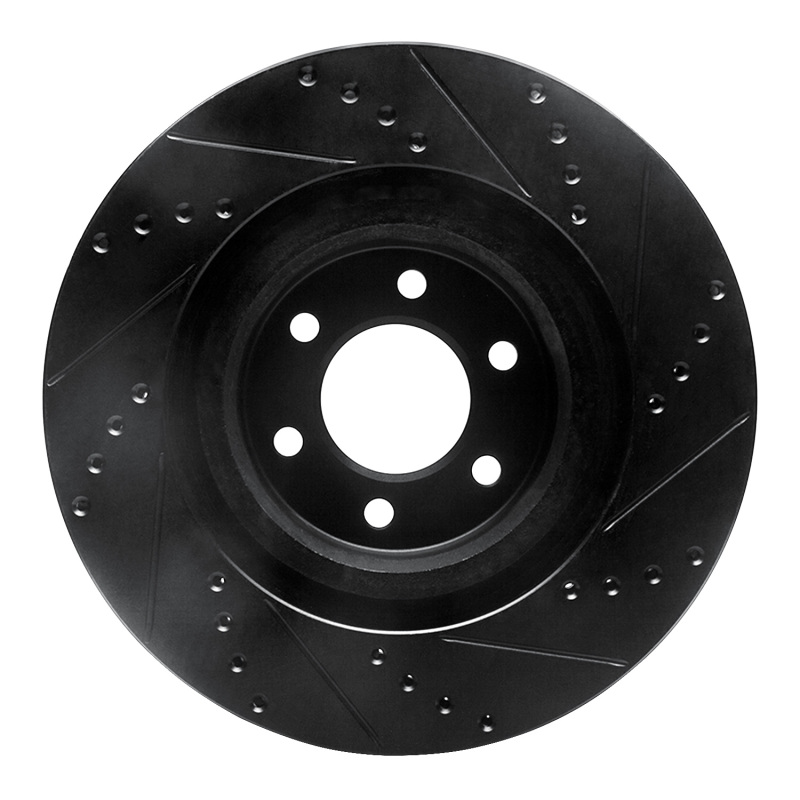 Dodge Viper Brake Rotor (1) - Front Left - R1 Concepts - Drilled & Slotted - Black - `92-`02